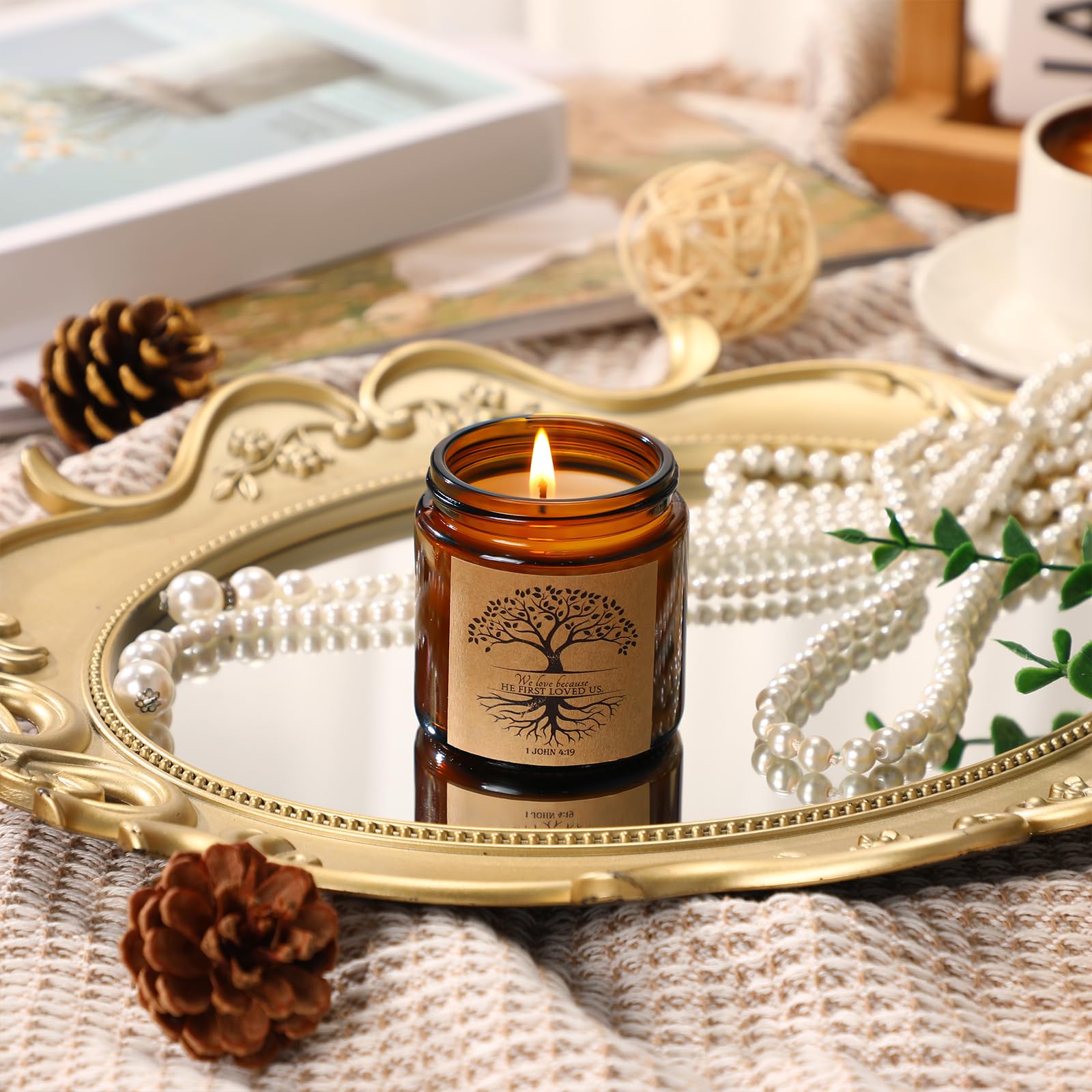 Juego de 10 tarros de velas aromáticas religiosas cristianas, regalo a granel para mujeres, 3.5 onzas, versículos católicos de la Biblia, regalo para la iglesia, regalo para el día de la madre,