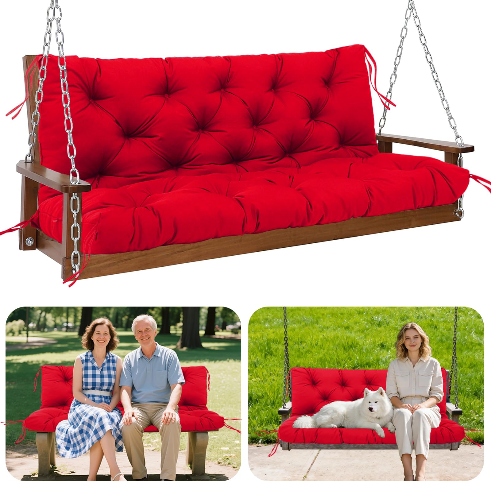 GPCHZM Hollywoodschaukel Auflage 150cm Wasserdicht Gartenbank Auflage Verdickt(12.5cm) Mit Rückenlehne Schaukelbank Auflage für Hollywoodschaukel Sitzbank Gartenbank Terrasse Hinterhof Rasen Veranda