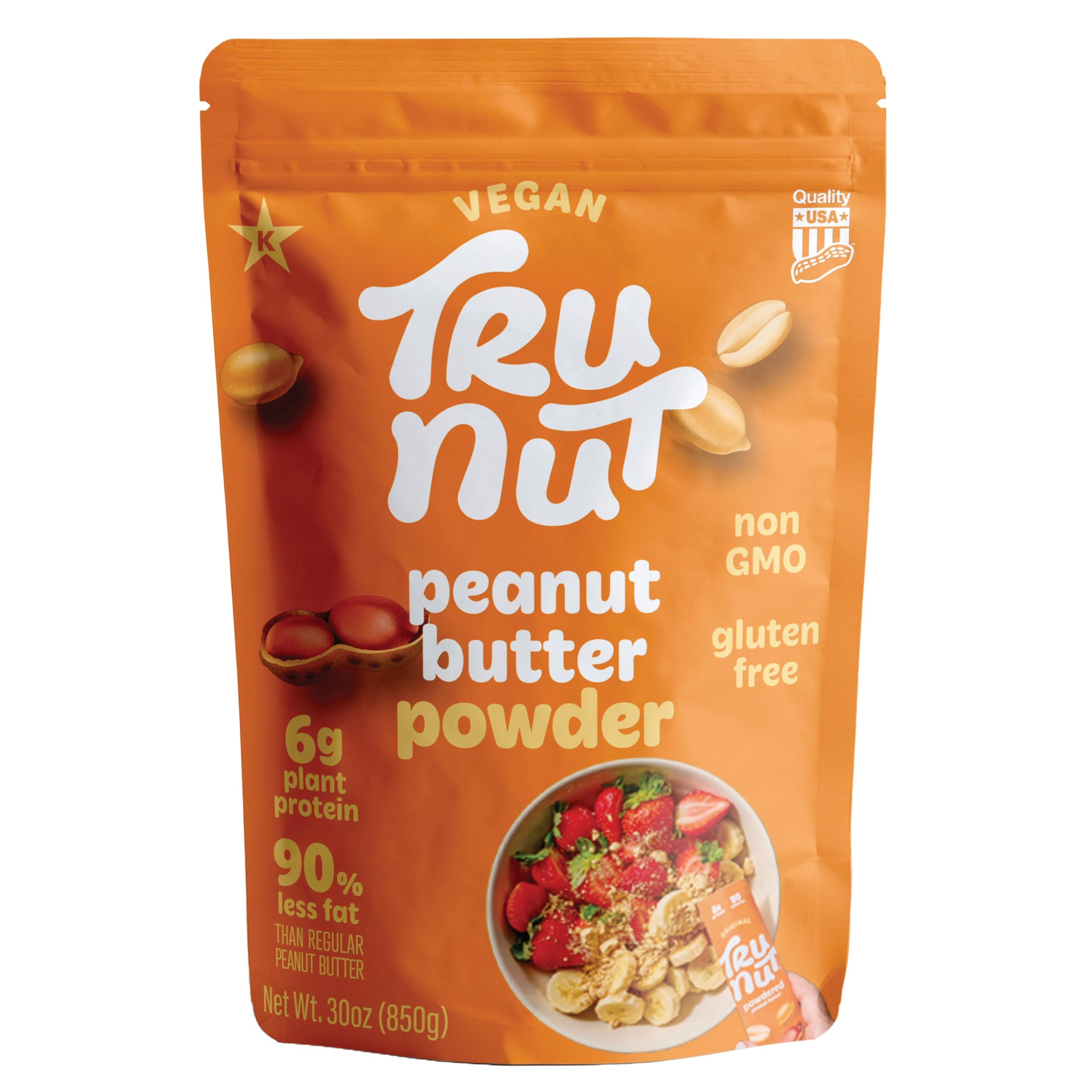 Tru-Nut Peanut Butter Powder - 6g of Protein, 90% Less Fat, Ideal for Smoothies and Protein Shakes, Versatile and Easy to Use, Low Carb, Gluten Free,