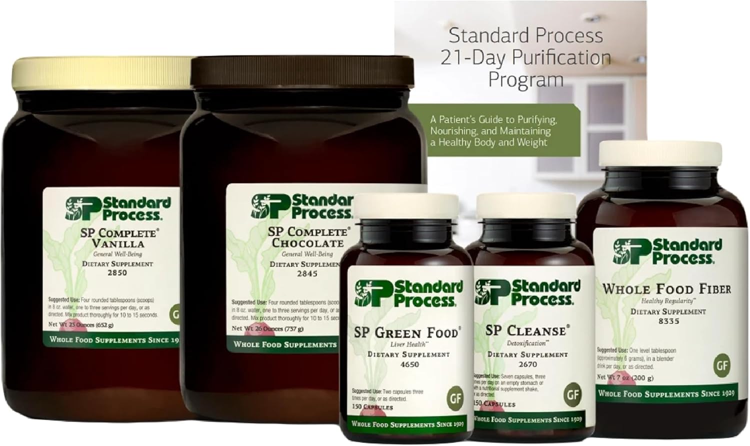 Standard Process Purification Kit with SP Complete Chocolate, SP Complete Vanilla and Whole Food Fiber-Detox and Liver Support with Milk Thistle, Whey Protein, Fiber, Choline, 21-Day Purification Kit