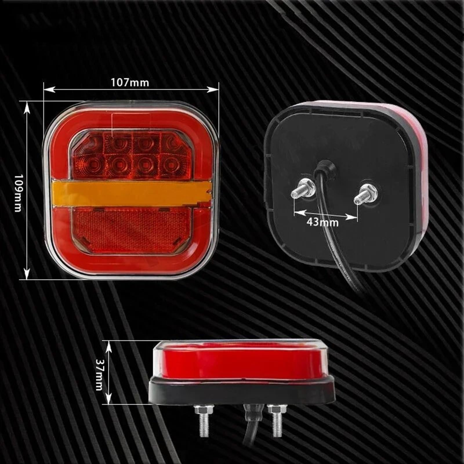 Set Iluminación Trasera Lámpara Trasera Led Para Remolque, Señal Giro Fluido Freno Cuadrado 4 Pulgadas, Luz Intermitente Placa Matrícula, 12V, 24V, Camioneta, Camioneta, 4x4, Piloto Posterior