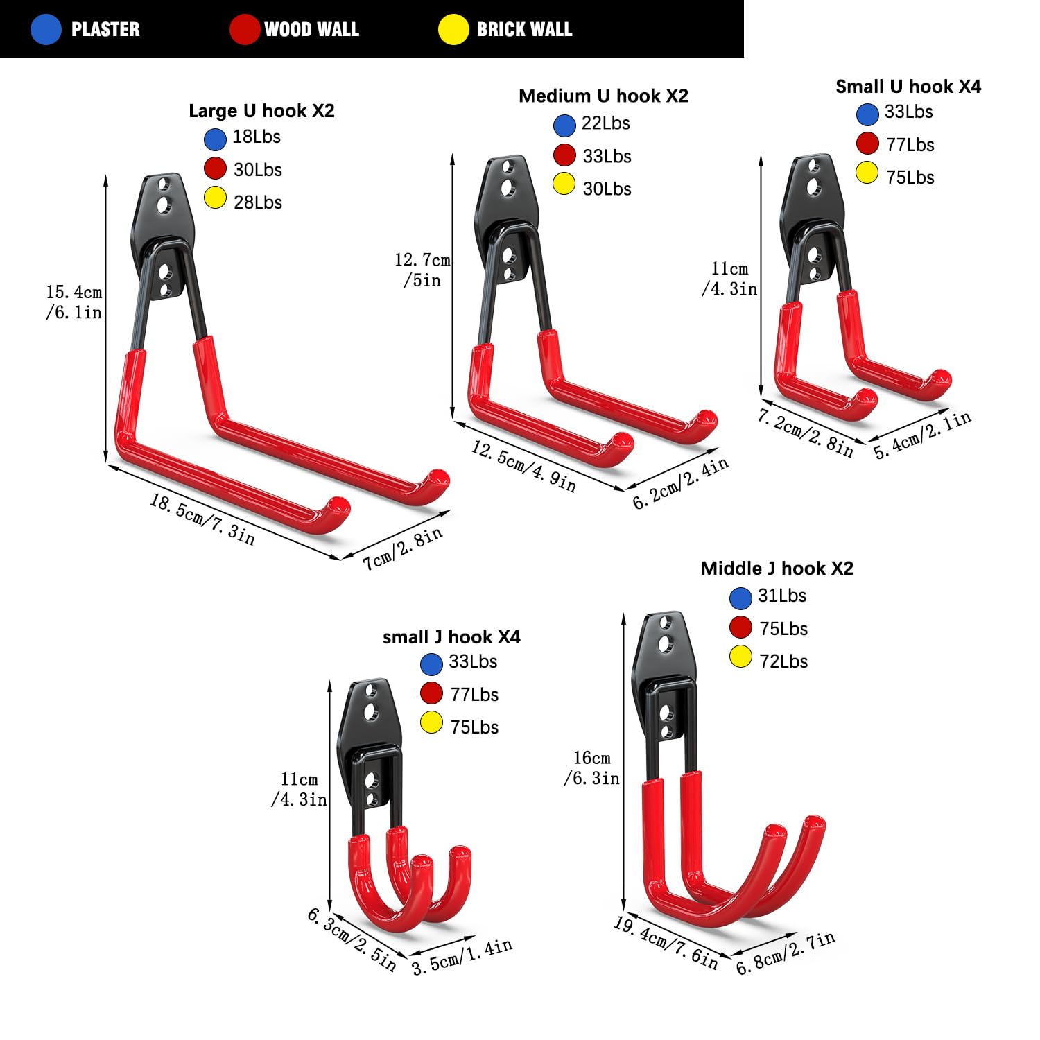 The 3-H heavy-duty garage hooks offer a versatile solution for organising various tools and equipment.