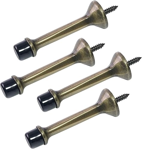 Miniatura 6 de Cosnys Paquete de 4 topes de puerta rígidos sólidos de 3 pulgadas con punta de goma suave, tope de puerta de metal fundido de zinc para proteger la