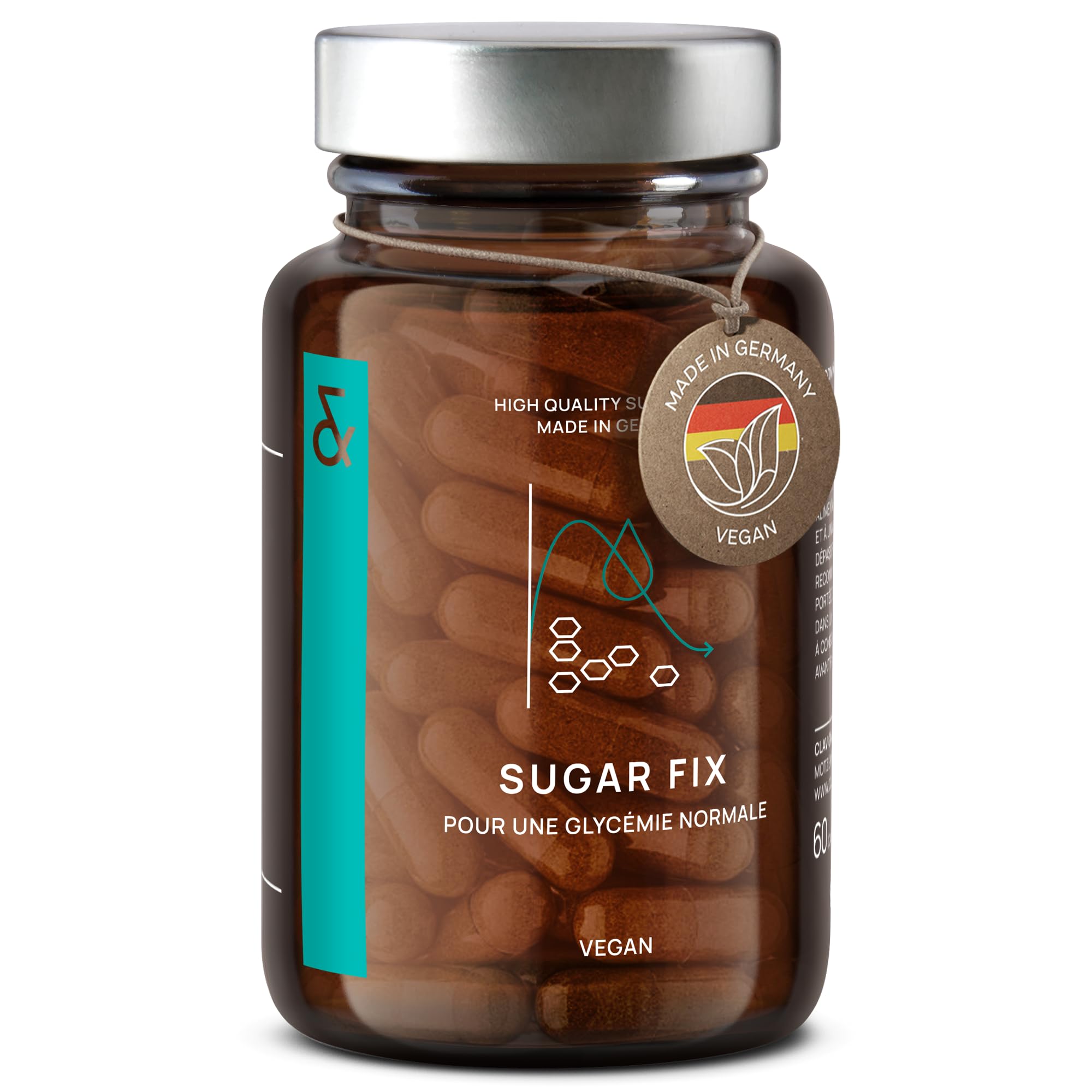 N°9 SUGAR FIX | Pour Contrôle Naturel de Glycémie et Métabolisme Glucidique | Couvre les Besoins Quotidiens en Chrome et en Zinc | 400mg de Cannelle + Syzygium Cumini + Melon amer | 60 Gélules Vegan