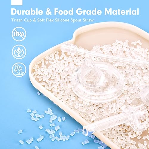 Miniatura 3 de hahaland Vaso para sorber para niños de más de 6 meses Vasos para sorber 2 en 1 con boquilla y popote para niños pequeños de 1 a 3 años sin