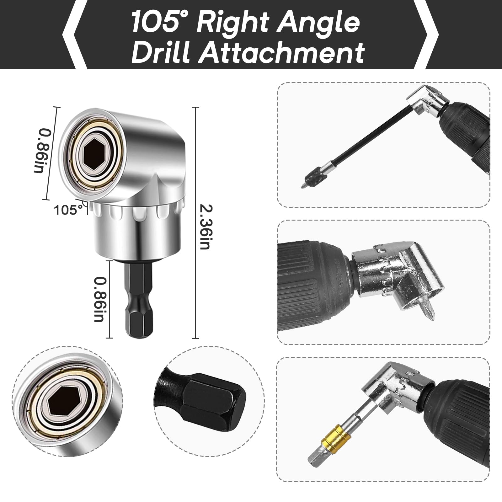 Snapklik.com : Flexible Drill Bit Extension Set - Right Angle Drill ...