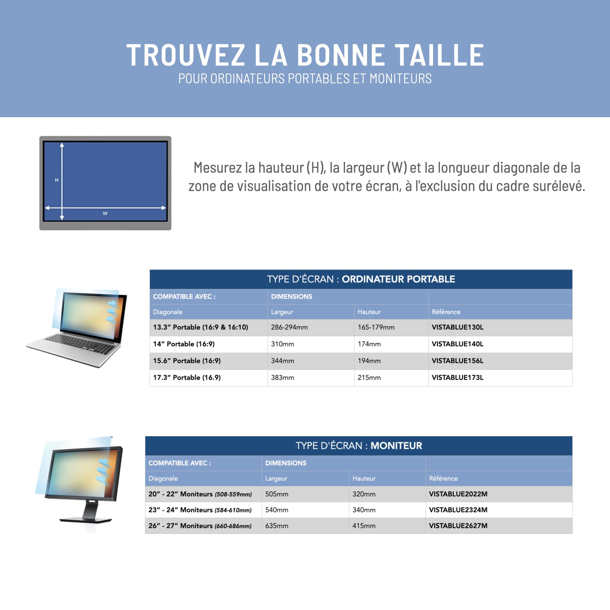 VistaProtect – Filtre Anti-Lumière Bleu Premium pour Ordinateur Portable, Amovible (17.3" Pouces)