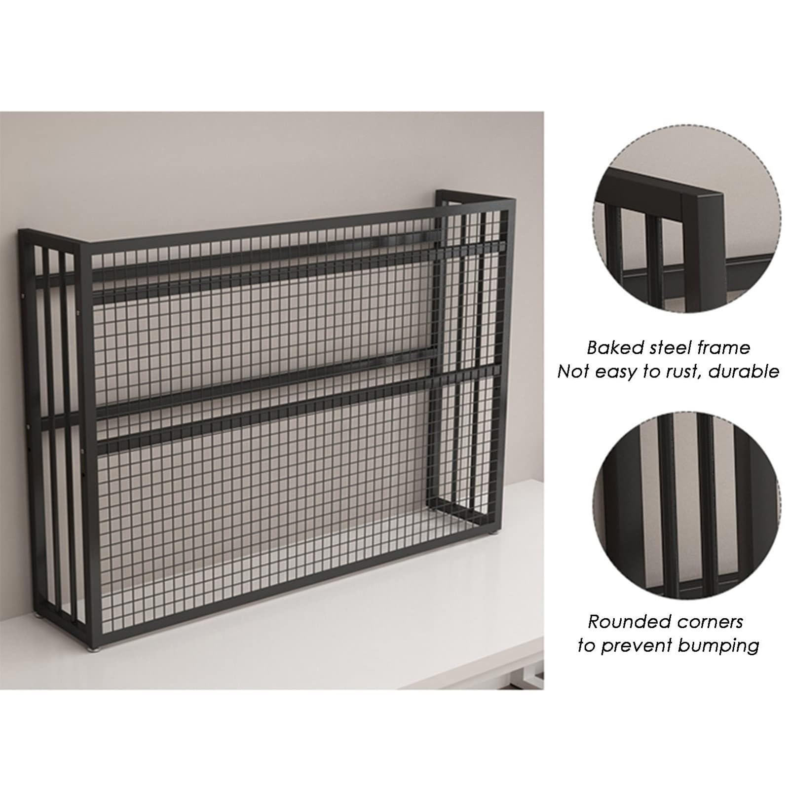 Scaffale per Ufficio a 3 Strati, Scaffale per Organizzatore da Scrivania, Organizzatore per Desktop da Ufficio con Pannello Traforato, Allungabile, per Camera da Letto/Ufficio