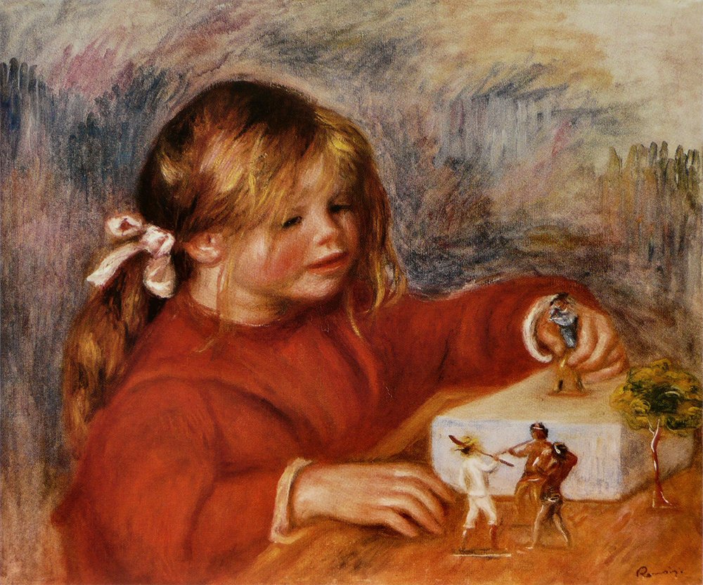 Toile Renoir Coco Jouant une touche de tendresse impressionniste grand format chez soi