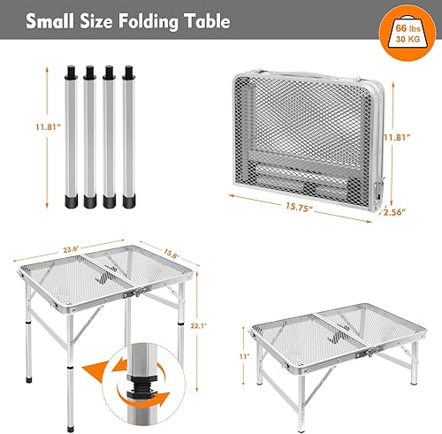 Miniatura 3 de Mesa plegable pequeña, fácil de almacenar, mesa de picnic portátil compacta para parrilla, campamento al aire libre, jardín, patio, comedor,