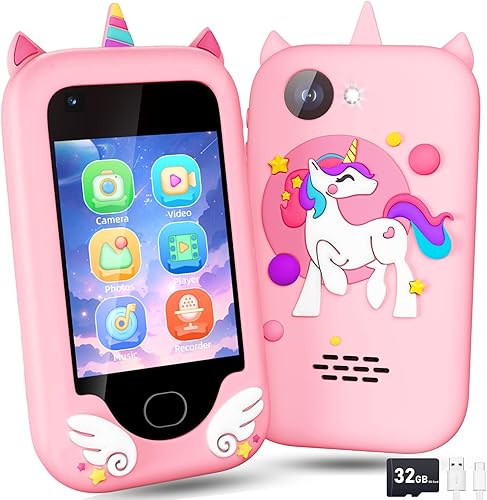 Miniatura 10 de Teléfono Inteligente para Niños, Regalo de Navidad y Cumpleaños para Niños Pequeños de 3 a 10 Años, Juguete de Teléfono Celular para Niños con Rojo