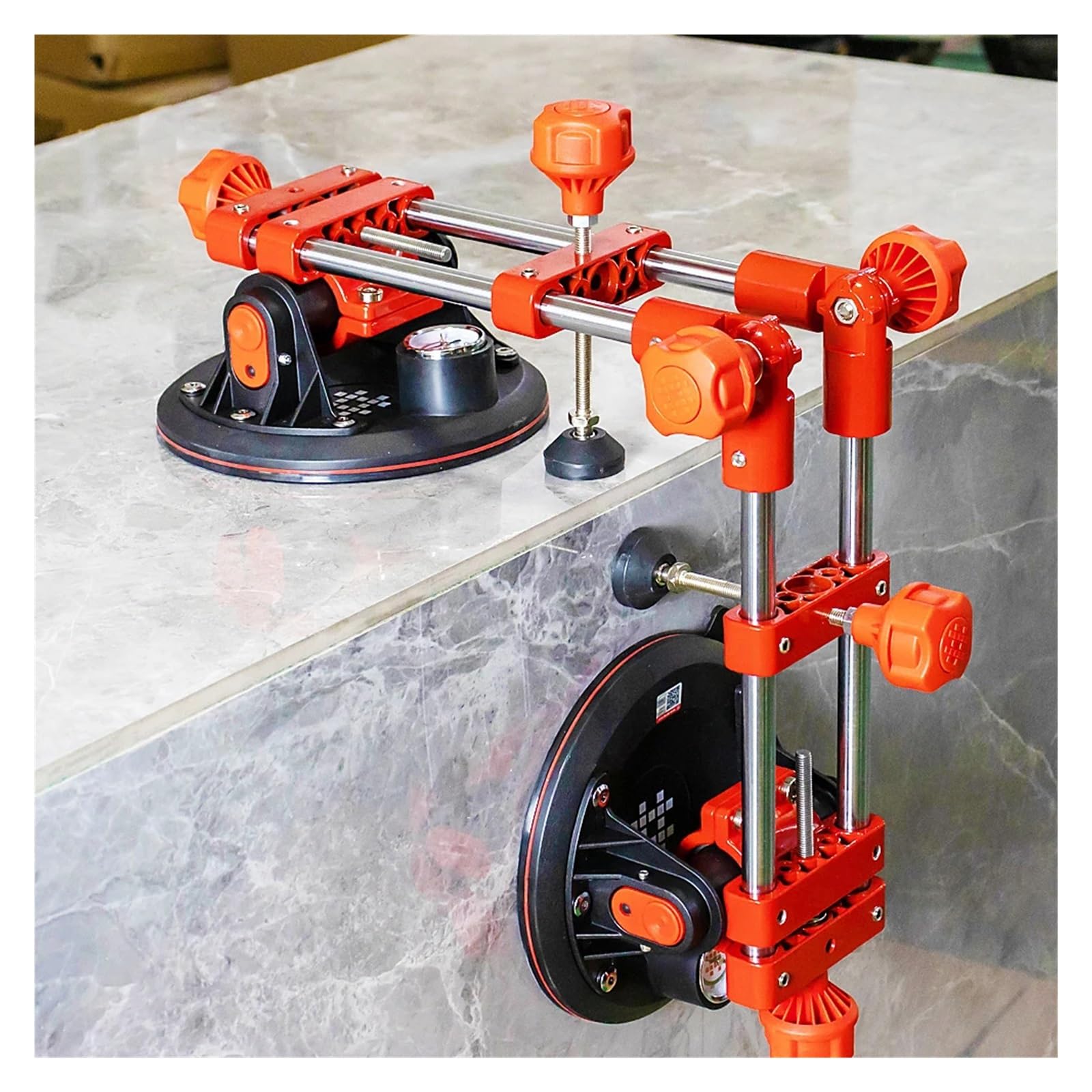 90-270 Degree Manual Stone Seam Setter with 8 Inch Vacuum Suction Cups for Granite Joining Seamless Rubber Countertop Leveling(with Suitcase)