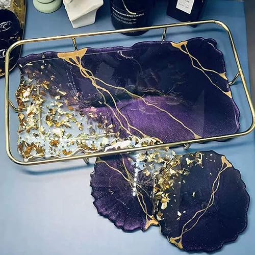 Miniatura 7 de RESINWORLD 2 moldes de silicona grandes para bandeja de geoda de resina epoxi, bricolaje para hacer bandejas de resina (rectangular) + molde de