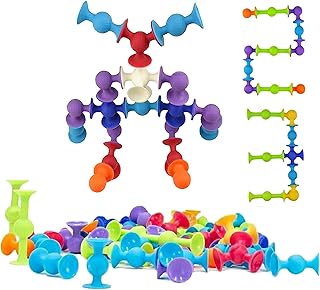 48 Piece Suction Cup Toys Construction Set, Silicone Building Blocks DIY Blocks Toys - Sucker Toys are Fun Bath Toys,Sensory Toy for Toddlers 3 Year Old Boys and Girls