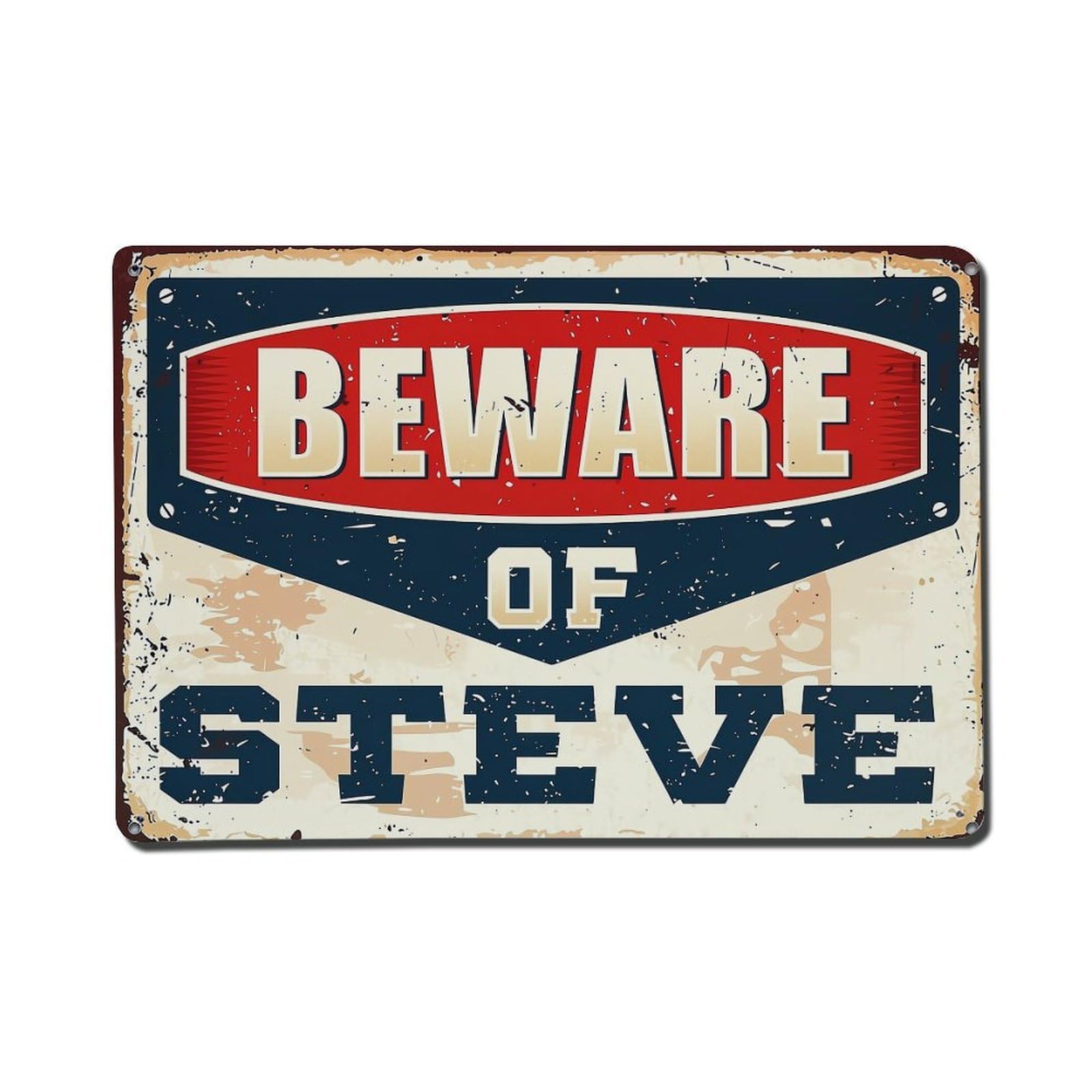 Beware Of Steve Sign Pattern_4 Metal Tin Sign Plaque