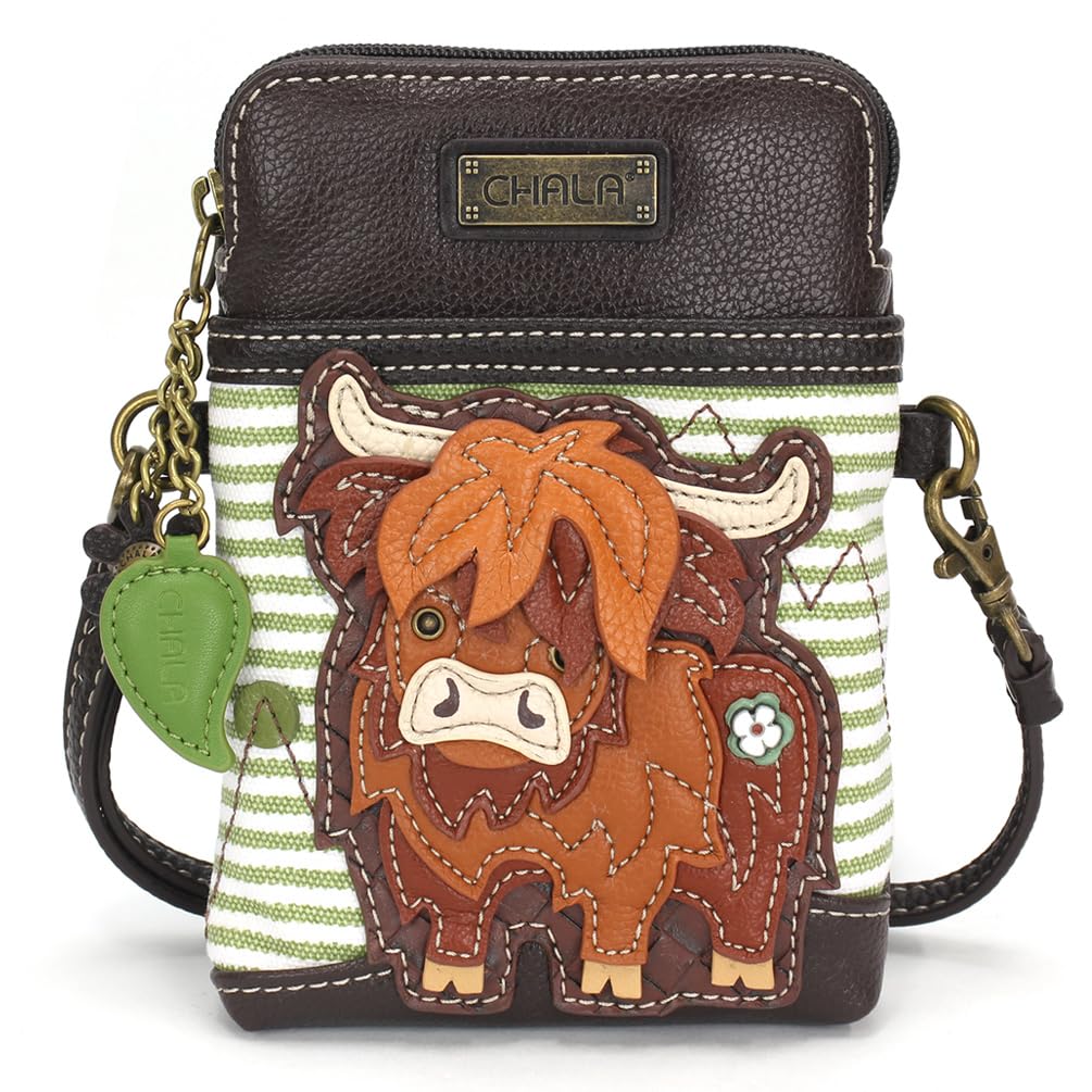 CHALA Farm Animal Collection Cell Phone Crossbody Purse-Women PU Leather Canvas Multicolor Handbag with Adjustable Strap