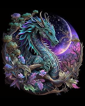 TUMOVO DIY Paint by Numbers, Red Dragon Adults Paint-by-Number Kits on Canvas, Medieval Dragon Paint by Numbers Kit for Adults Kids and Beginner, 16X20 Inch Flameless Adult Paint by Numbers