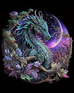 TISHIRON Dragón Pintura por números Adultos, Dragón Rojo Pintura por Números, Pintura por Números de Pincel y Pintura acrílica, 40 x 50 cm Llamas de Dragón Pintura por Números Adultos Familia y Amigo