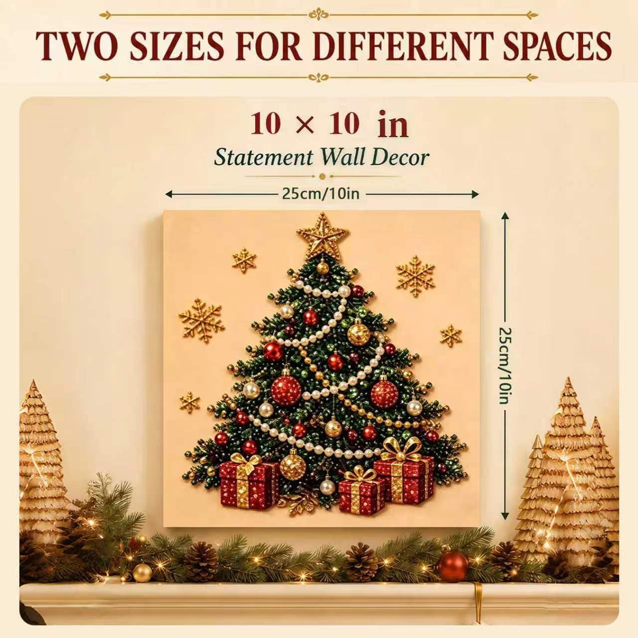 5D Christmas Tree Pearl Diamond Art Kits for Adults with Frame 10x10in