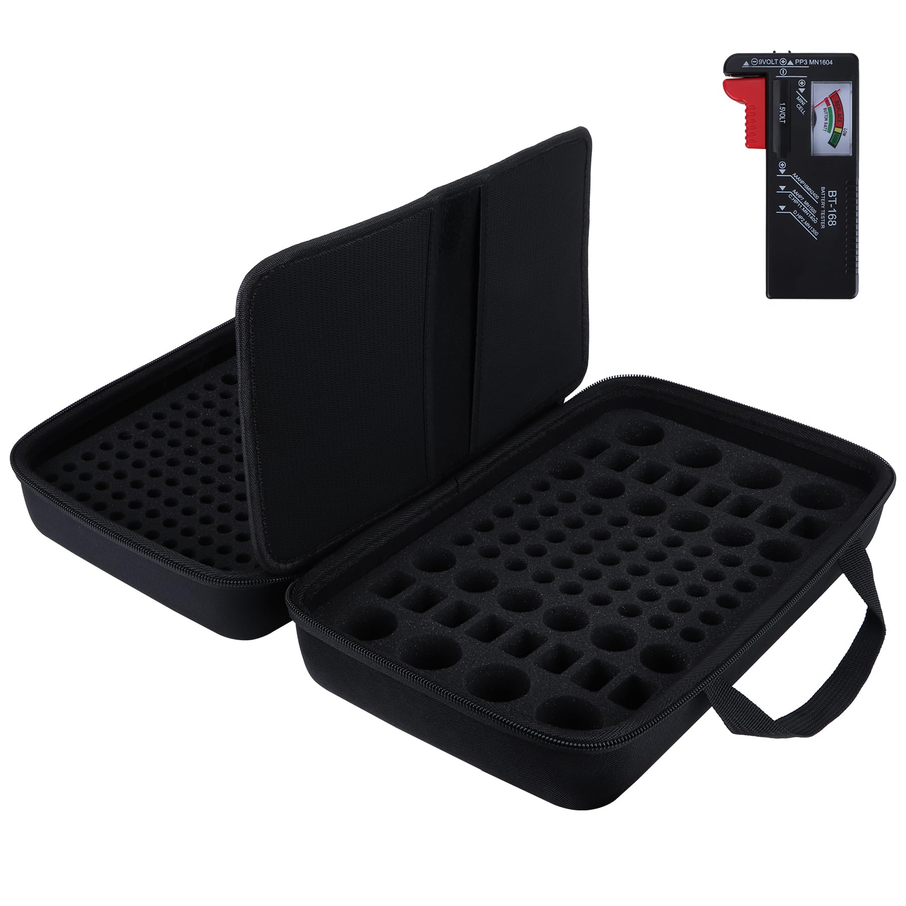 Hart Batterie Organizer Aufbewahrungsbox kompatibel mit 259 Batterien AA AAA C D 9V (Batterien sind Nicht enthalten), M Größe Tasche