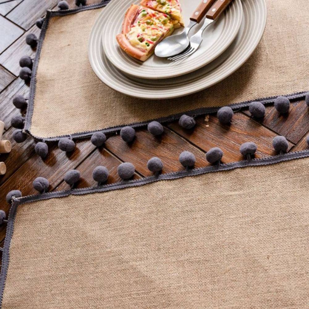 Manteles Individuales,Manteles Individuales Para Mesa De Comedor, Marrón Claro Manteles Individuales Ropa De Cama De Algodón Mantel Individual Borla De Bola De Pelo Manteles Individuales De Moda M