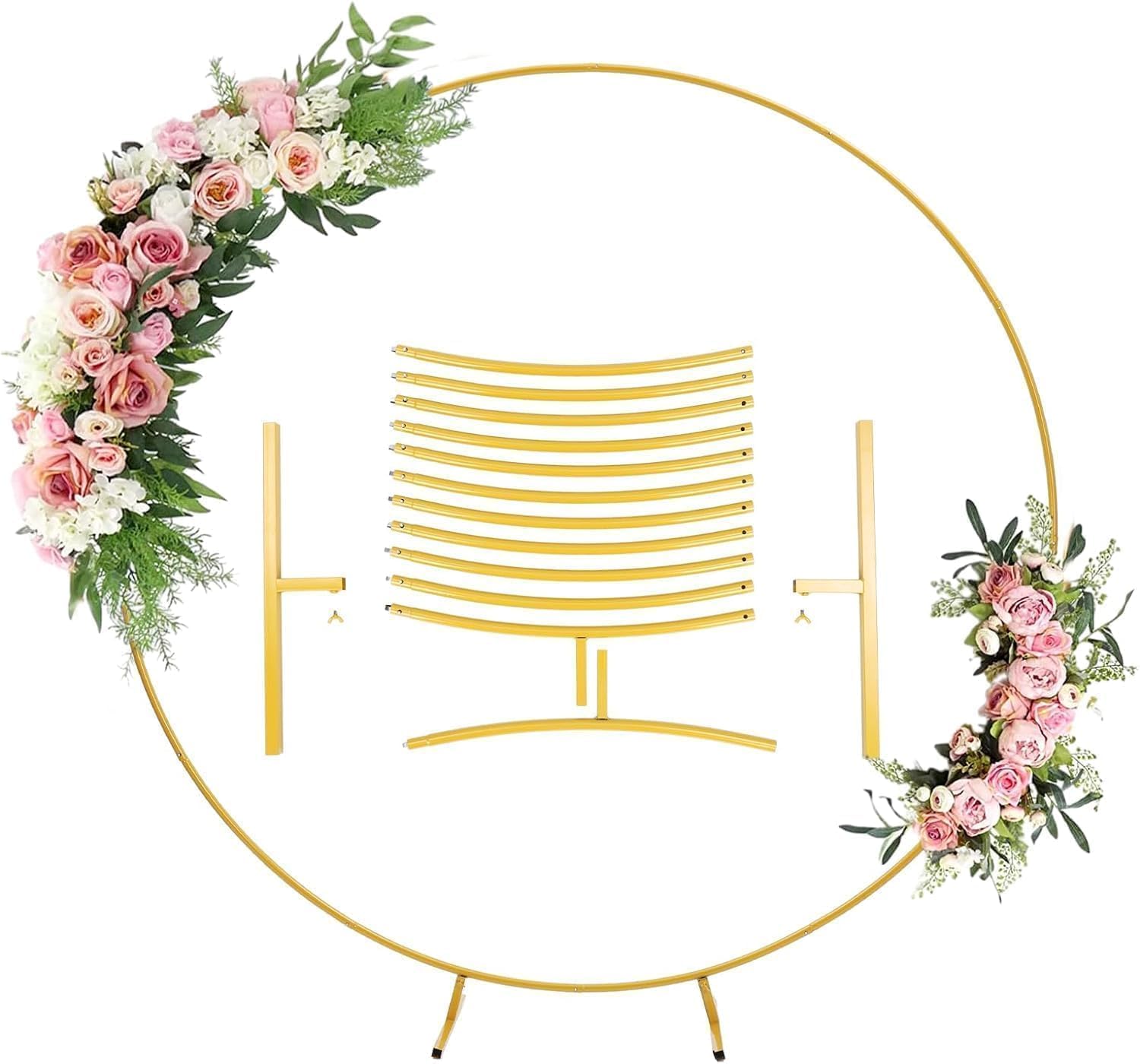 Fernvale Gold 2M Balloon Hoop Stand – Metal Balloon Hoop For Birthday Arch, Wedding & Party Decoration Backdrop, Round Circle Frame For Balloons, Balloon Hoop Kit