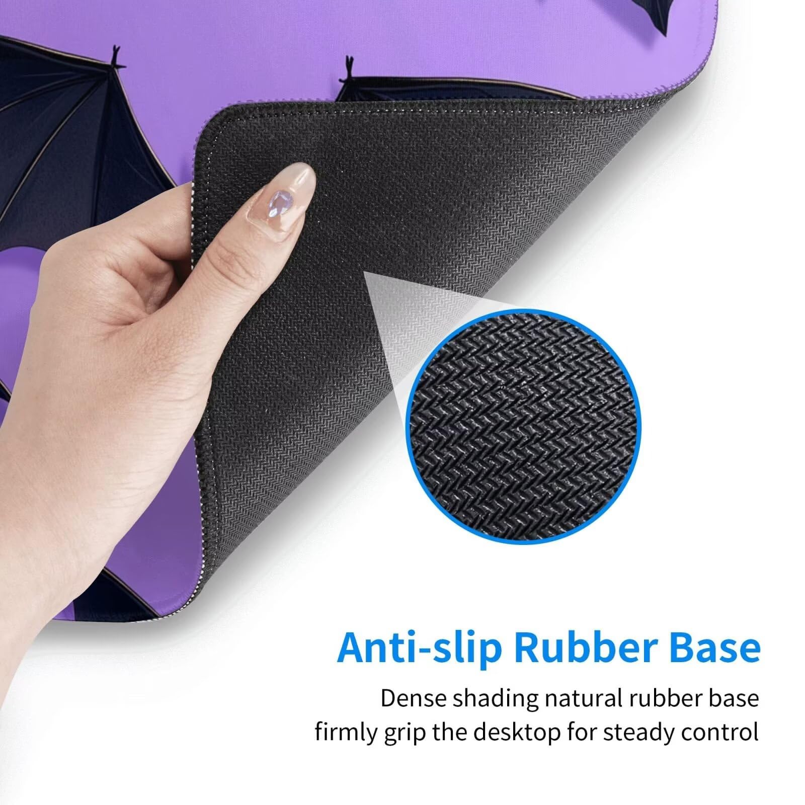 Gaming Mauspad XXL 900x600x3mm Mousepad Verlängertes Groß Mauspad Schreibtischauflage,Genähte Kanten rutschfeste Gummibasis,Verbessert Präzision Geschwindigkeit Office Lila Schwarze Fledermaus L-5158