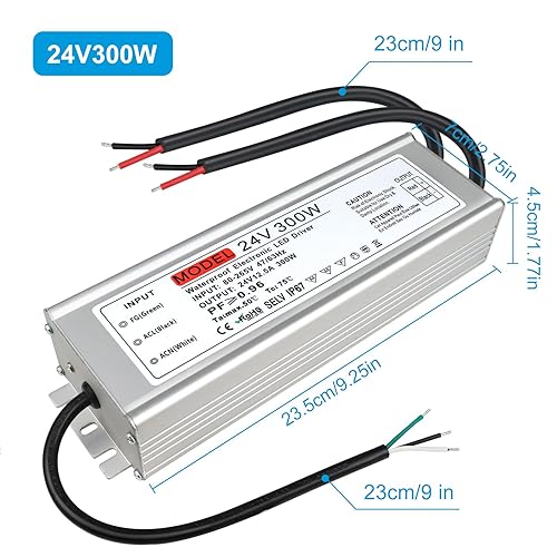 Miniatura 6 de Fuente de alimentación al aire libre impermeable IP67 de 24V 300W, CA 100-265V a DC 24 voltios controlador LED, transformador, adaptador para tira