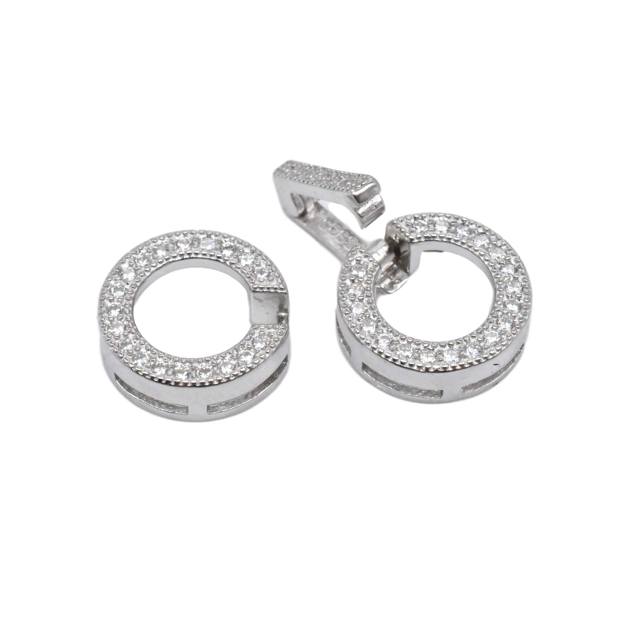 Connettore Per Braccialetti In Argento Sterling 925 | Con Zirconi, Chiusura A Doppio Anello 30mm