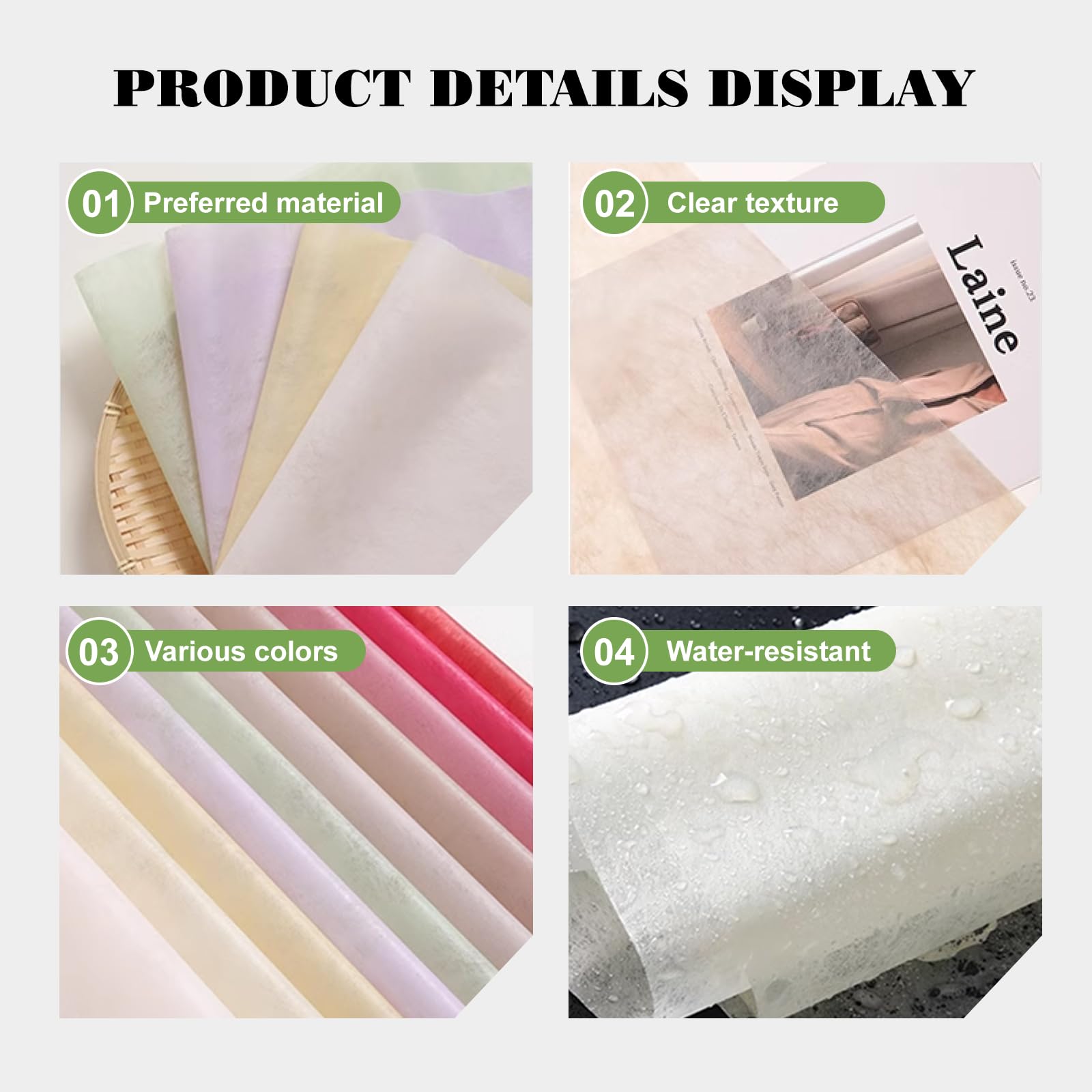 80 Sheets Cotton Bouquet Wrapping Paper,17 * 22inch Non-Woven Withdrawable Pleated Floral Wrapping Gift Packaging Paper Flower Shop Supplies for DIY (Pink) - Image 3