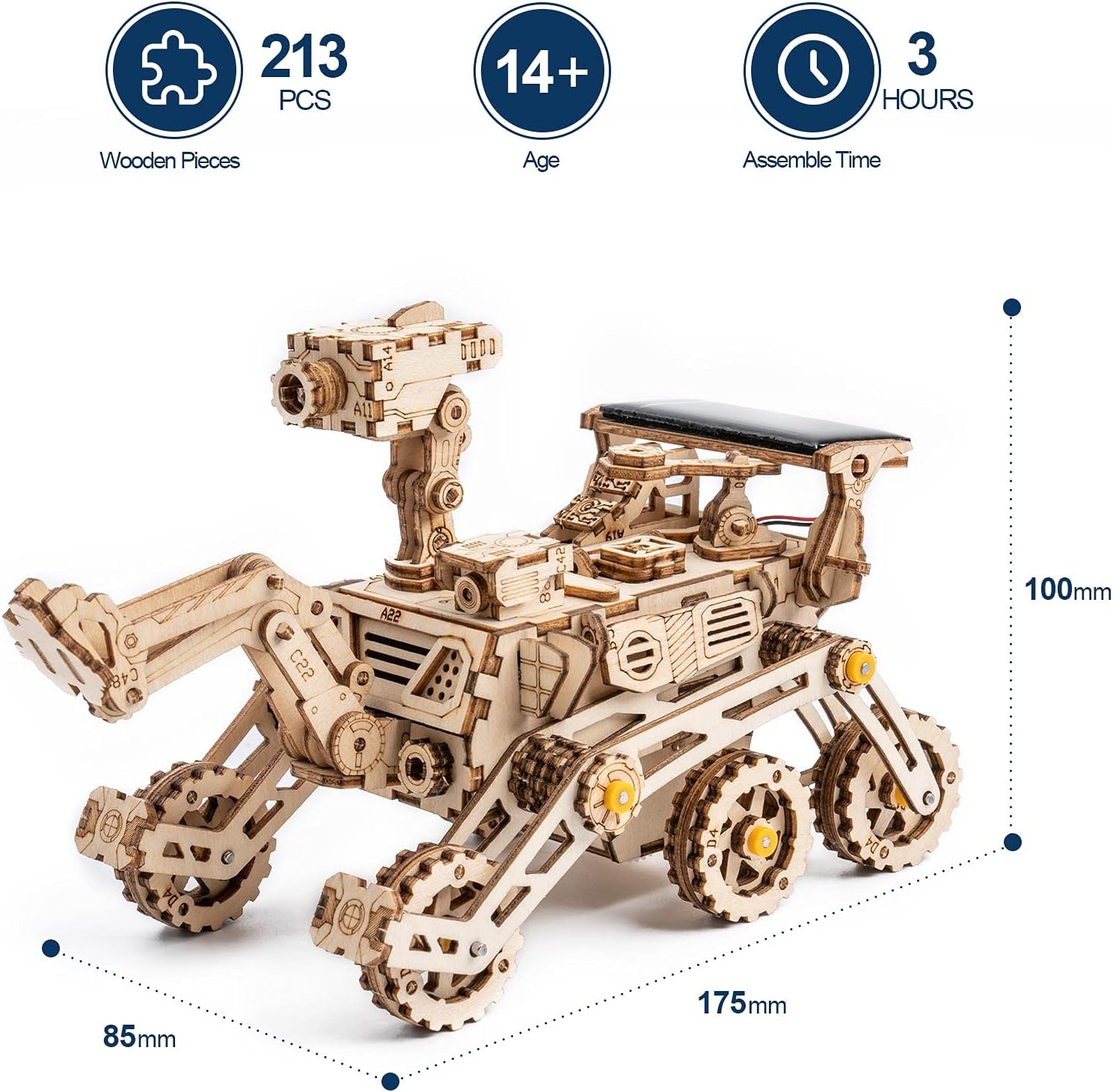 Amazon Com Robotime 3d Wooden Puzzle Diy Solar Car Kit Great Arts And Crafts Kits Best Learning Toy And Bithday Gifts For Teens And Adults Curiosity Rover Toys Games