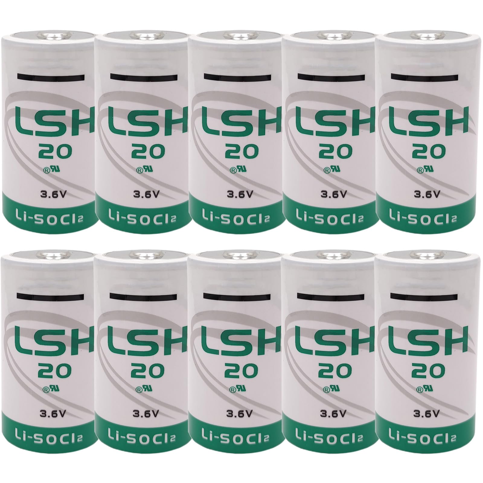 LITKEQ (Pack of 10) LSH20 3.6V D 13000 mAh Primary Lithium Thionyl Chloride Battery Compatible with LSH20 3.6V D-Size Lithium Battery, for Alarm Systems GPS Systems Battery