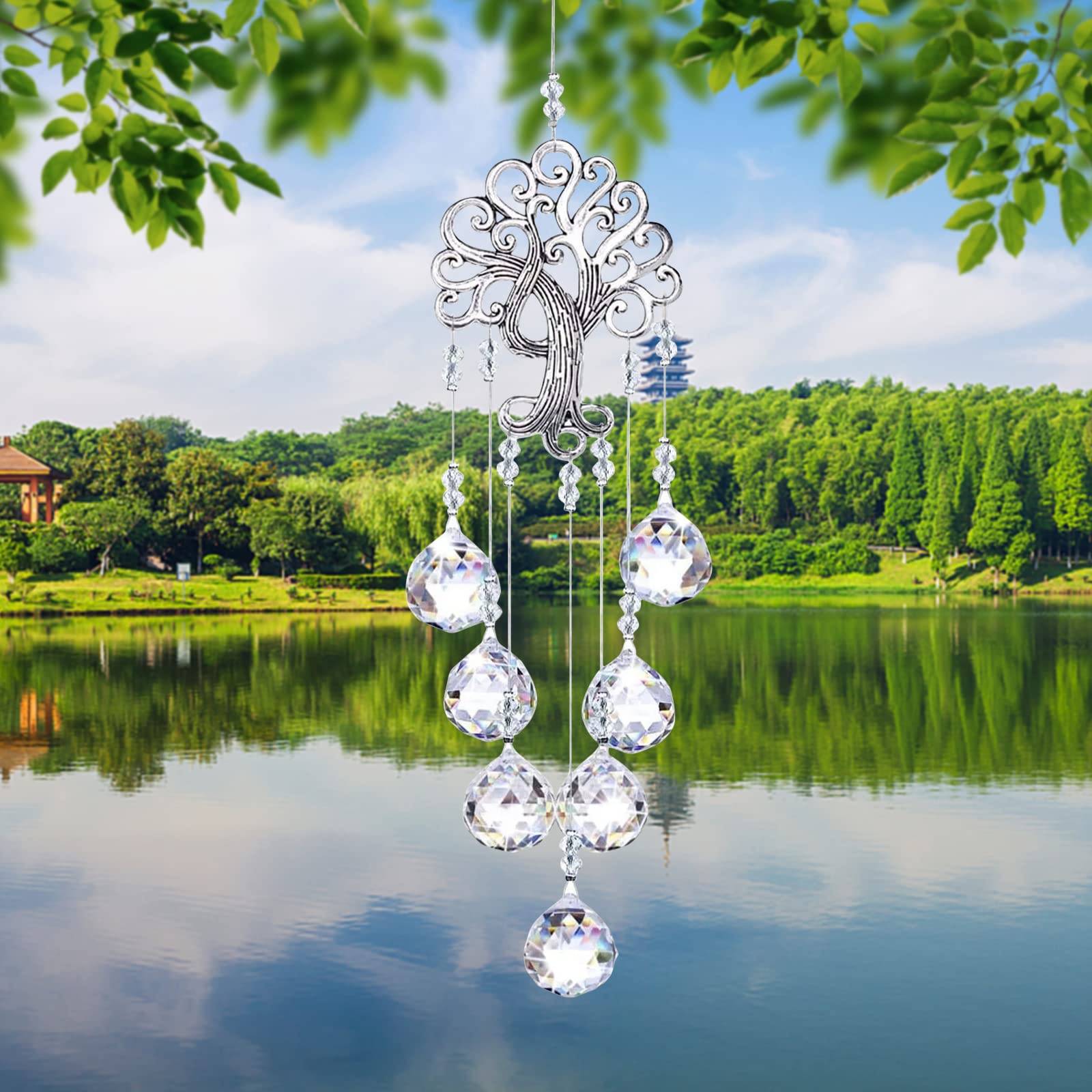 Kristall Baum Des Lebens Traumfänger - Mond Sonnenfänger Fensterdeko