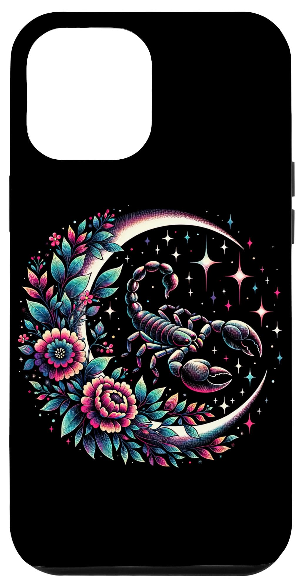 iPhone 14 Plus Aesthetic Astrology Scorpion Boho Floral Crescent Moon Star Case