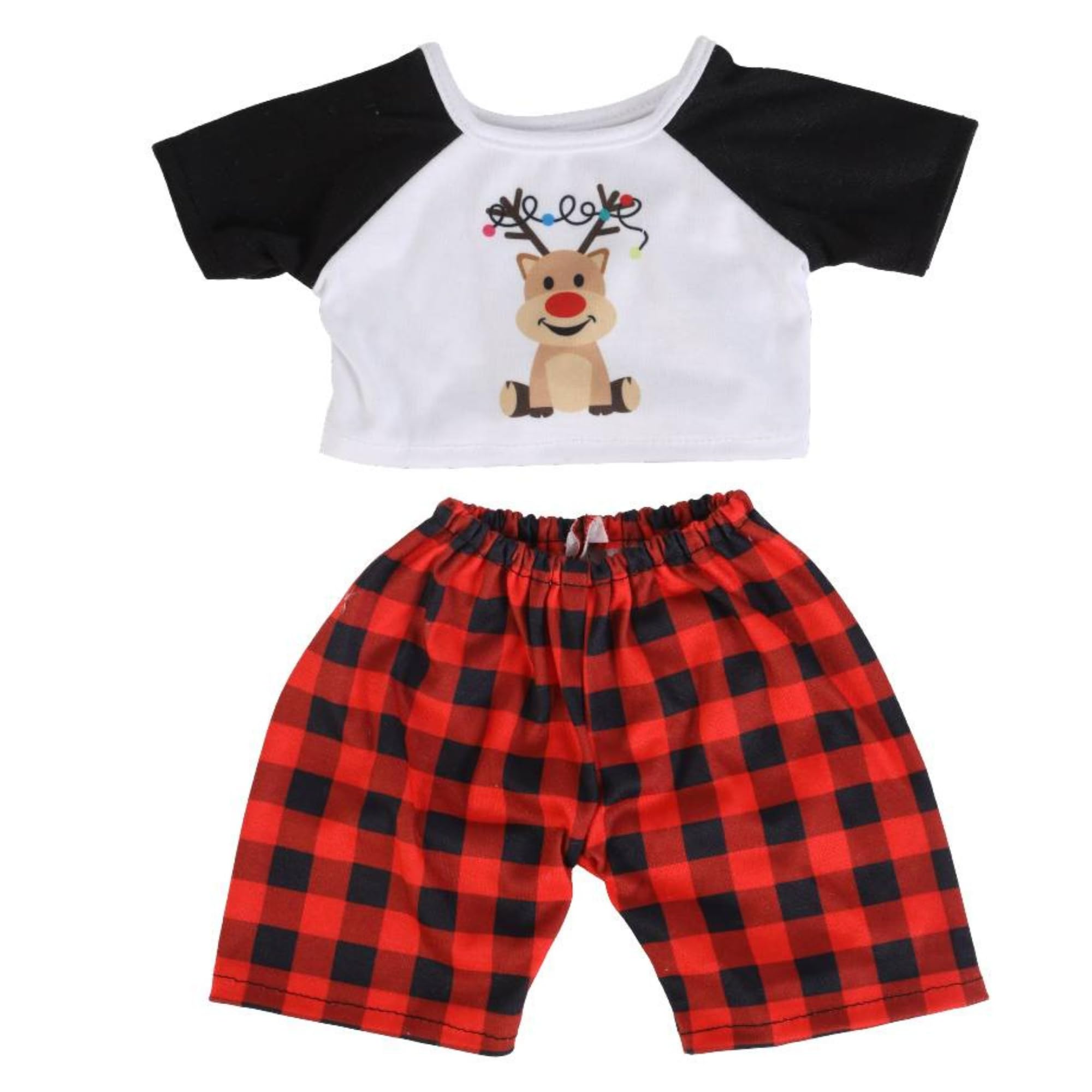 Black and Red Reindeer Pyjamas PJ Nightwear - Teddy Bear Clothes - Size: 16 inch/40cm fits Build a Bear