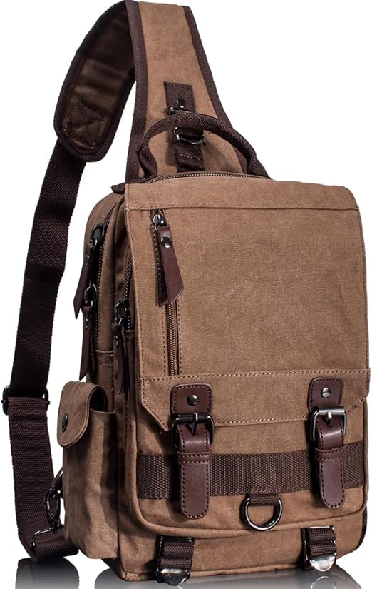 Leaper Retro Crossbody Bag Sling Bag Canvas Messenger Bag for Men Women Shoulder Bag Crossbody Handbags Satchel Travel Bag