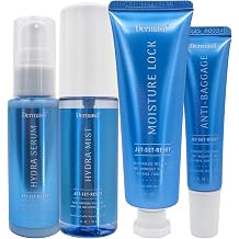 Dermasil Jet-Set Reset Travel Essentials Kit Hydra Face Serum & Face Mist, Moisture Lock Facial Moisturizer + Anti-Baggage Eye Serum, Fragrance-Free