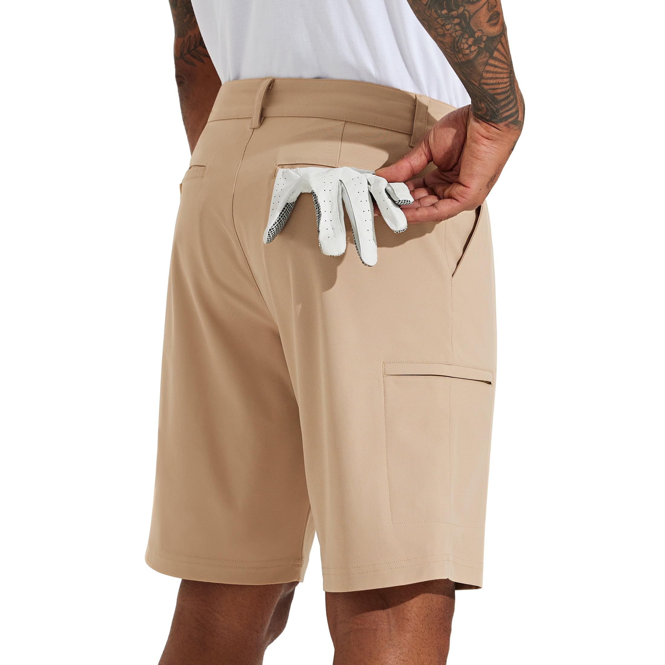 Willit Pantaloncini da golf da uomo, 25,4 cm, elasticizzati, ad asciugatura rapida, per escursionismo, casual, da lavoro, con tasche, Khaki chiaro , 40
