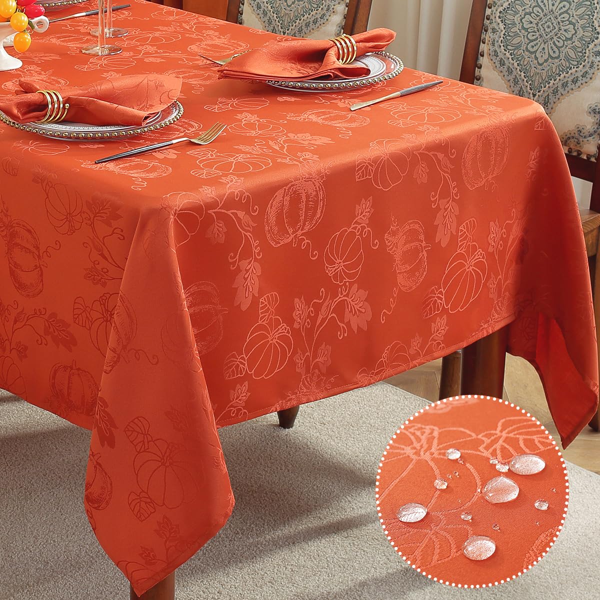 Amazon.com: SASTYBALE Fall Tablecloths for Rectangle Tables, Jacquard ...