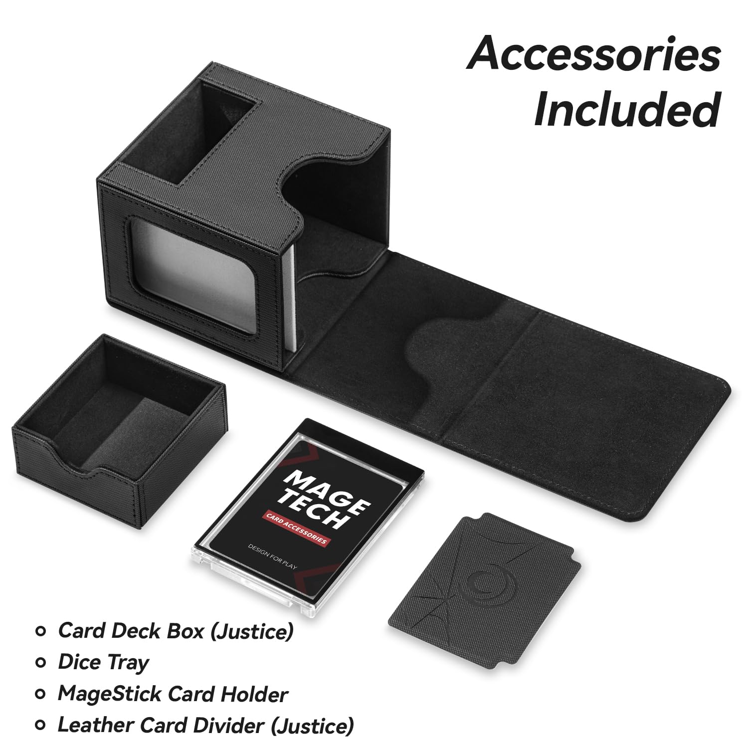 Mage Tech Card Deck Box do MTG Commander – Opatentowany design, pasuje do 100 kart z podwójnymi rękawami, Czarny
