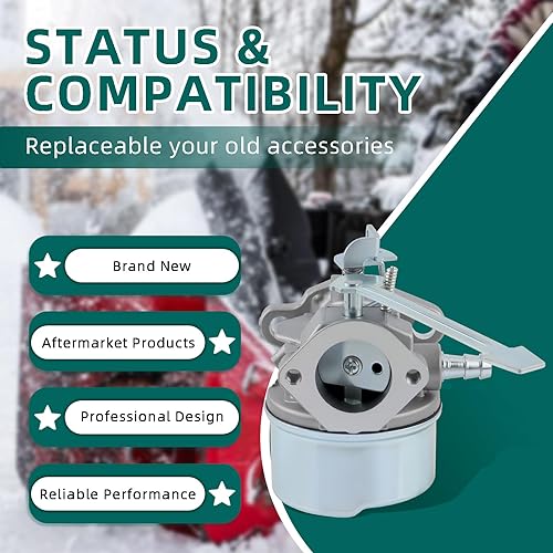Miniatura 2 de AUTOKAY Nuevo kit de soplador de nieve de carburador para Tecumseh 3HP 2 ciclo Toro Sears Craftsman MTD