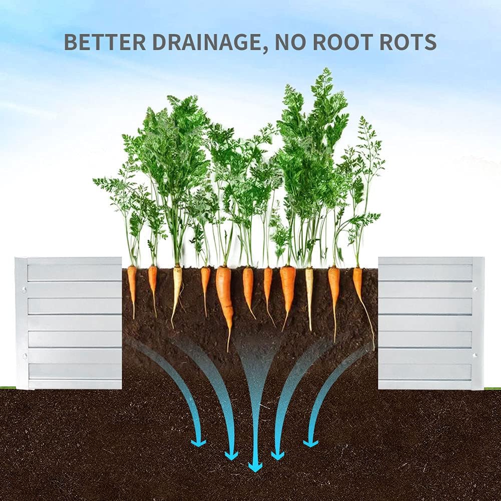 DIY Galvanized Raised Garden Beds 6 Pack, Easy DIY Metal Planter Boxes for Grow Fruit and Root Vegetables Flower