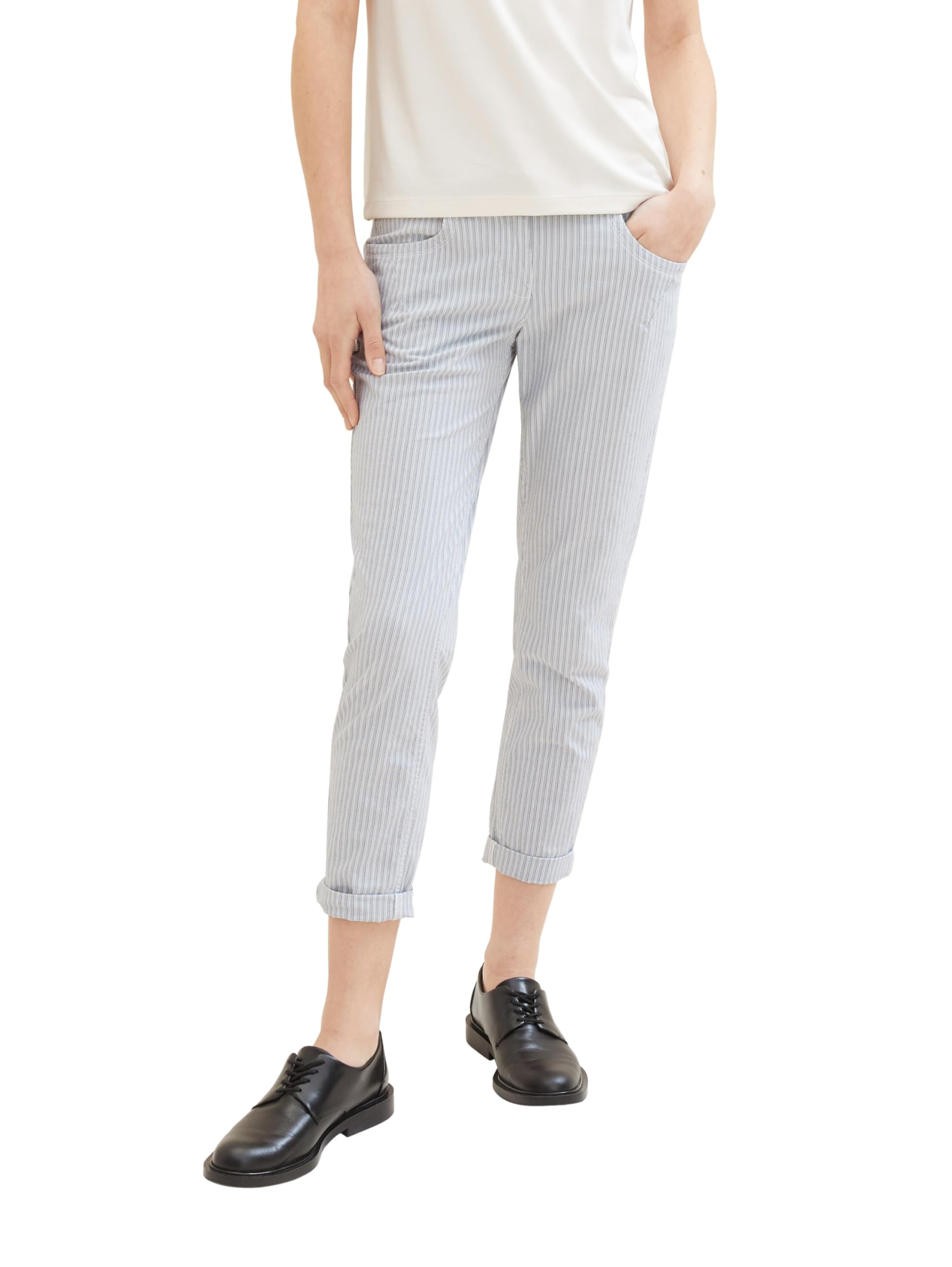 TOM TAILOR Damen Tapered Relaxed Hose mit Kordelzug & Streifen