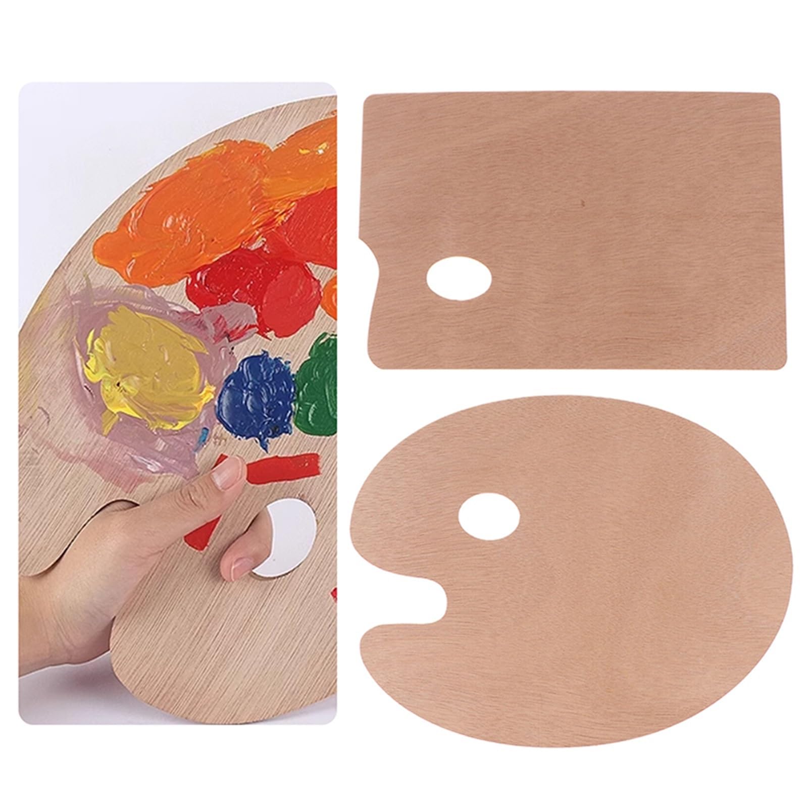 4 Piezas Paleta De Pintura De Madera con Orificio for El Pulgar