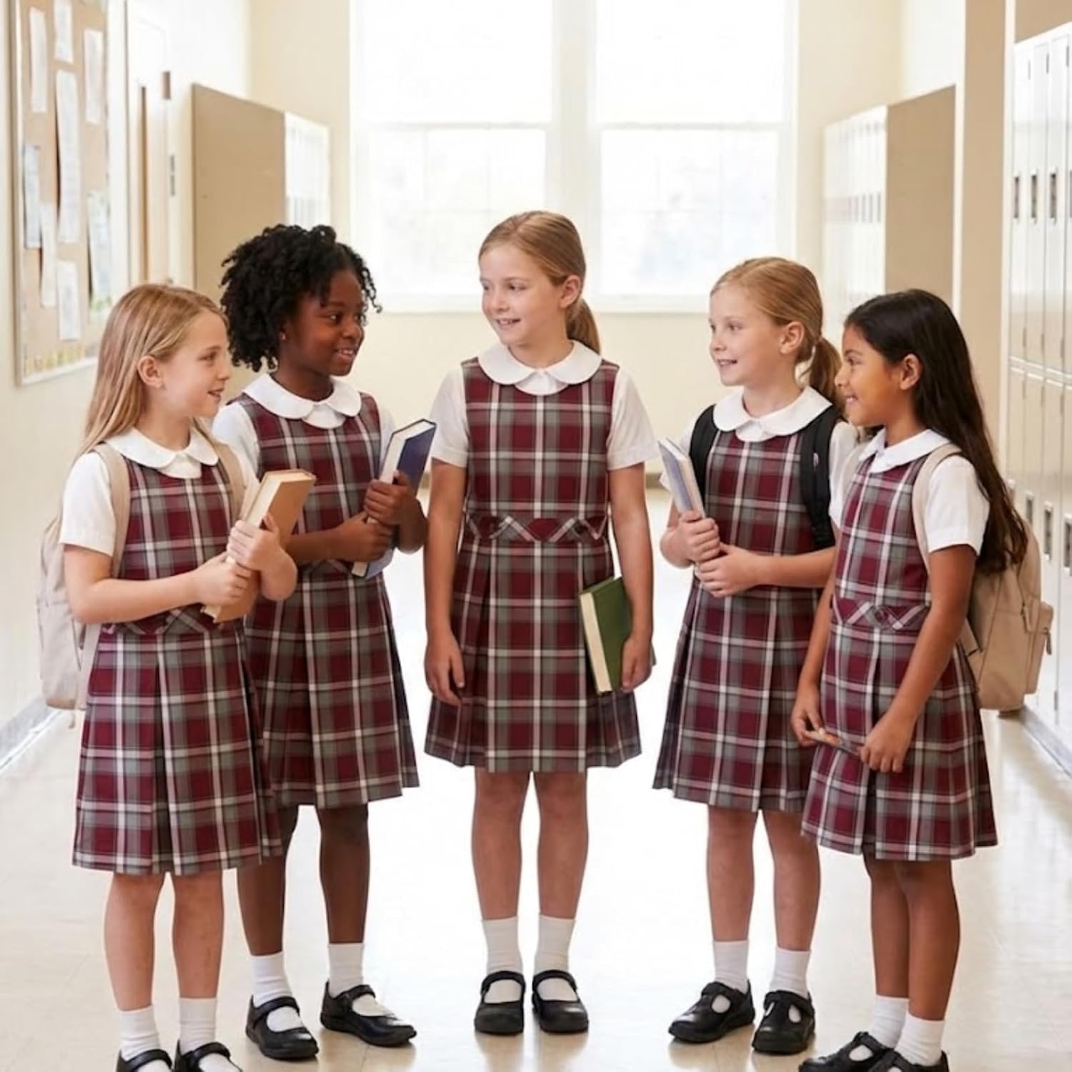 ClassExceed Girls School Uniform Traditional Two Pleat, Knee-Length, Plaid Jumper, School-Approved Design