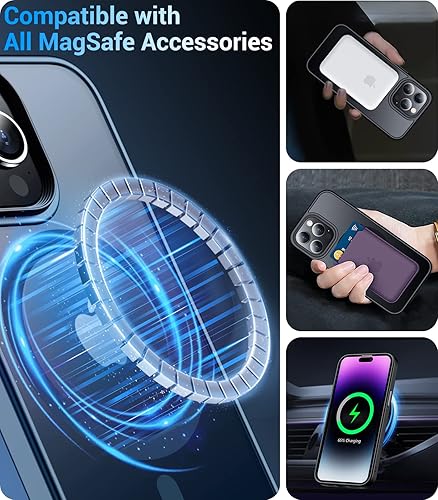 Miniatura 4 de Temdan Funda magnética para iPhone 14 Pro Max, [compatible con MagSafe] Funda delgada translúcida mate a prueba de golpes para iPhone 14 ProMax