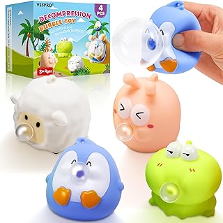 4 Pack Cute Animal Bubble-Spitting Squishy Fidget Toys for Party Fun