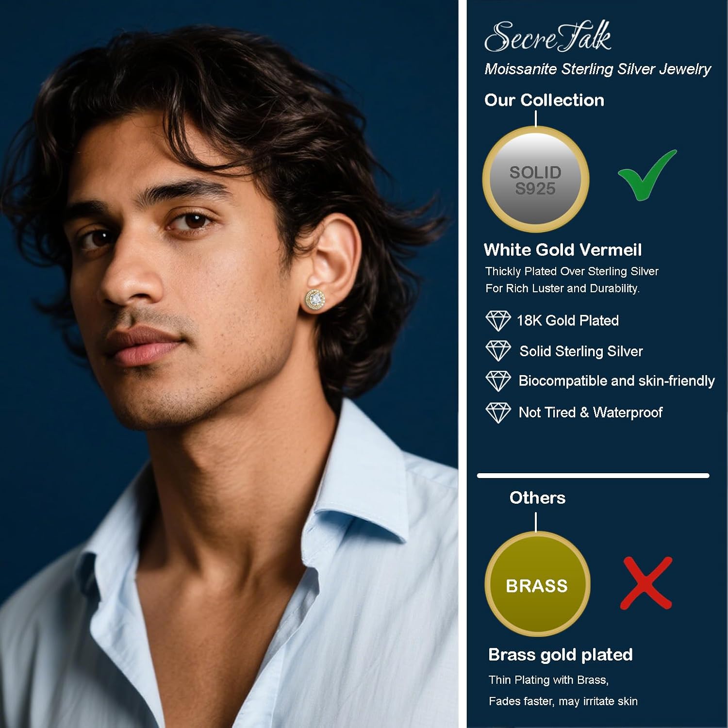 1-4ct Moissanite Stud Earrings for Women - Halo Round 925 Sterling Silver D Color Ideal Cut Earrings with Certificate of Authenticity - Image 4