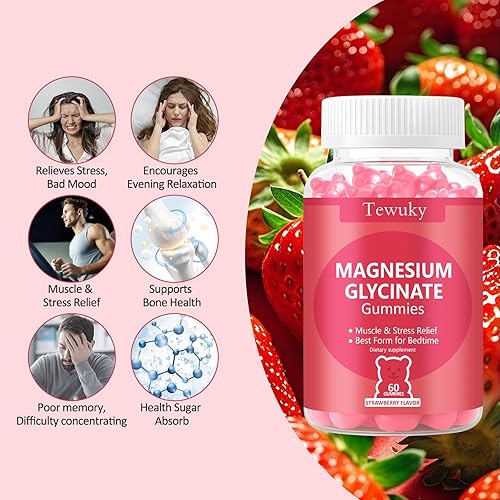 Miniatura 2 de Gomitas de glicinato de magnesio de 500 mg, sin azúcar para adultos y niños, gomita de magnesio para relajación, alivio del estrés y muscular, apoya