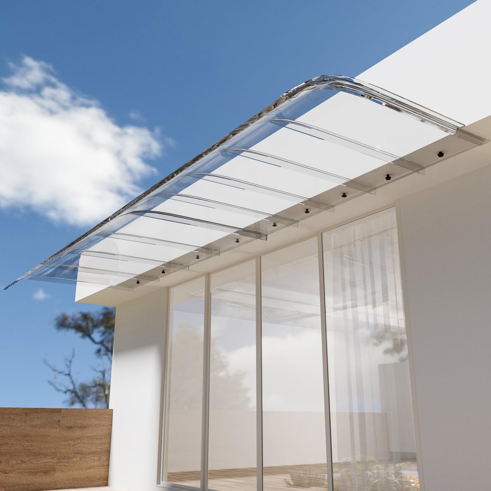 LWJSOCP Rain & Snow Canopy Awning for Doors & Easy Installation Noise Reducing Perfect for Porches & Entryways Outdoor Protection